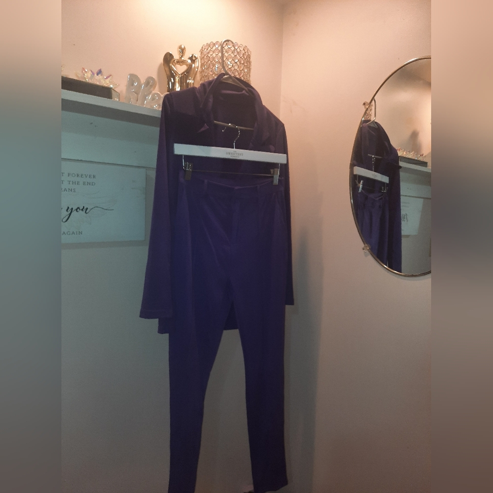 Purple Women's Jumpsuit Set - Sleek Two-Piece Pant & Top